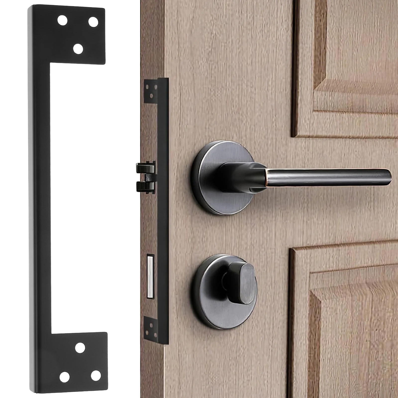 

1Set Metal Door Latch Guard Plate L-Shaped Security Cover for Outswing Door Protection Reinforcement Shield Outswing Latch Guard