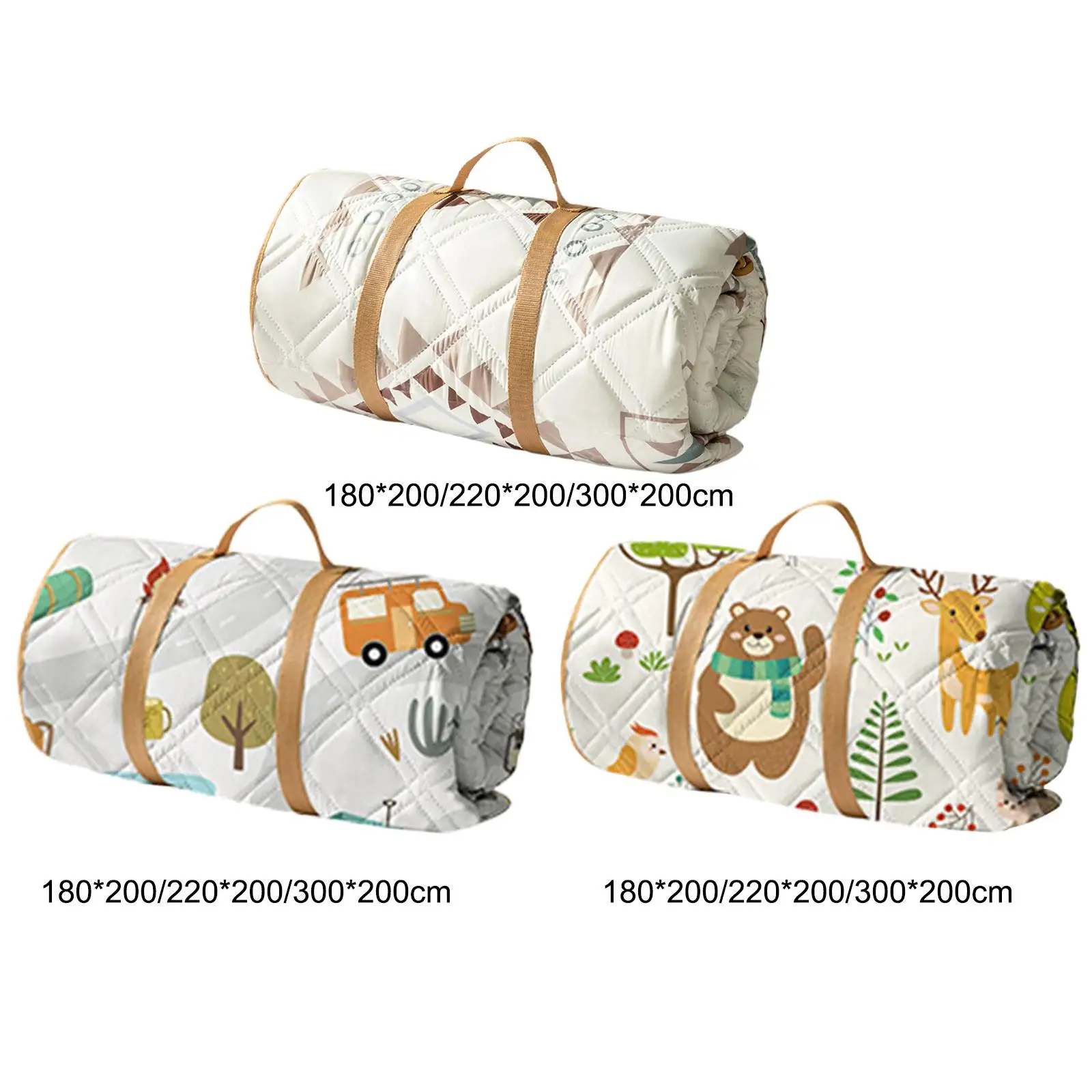 

Picnic Blanket Folded Supplies with Carry Strap Water Resistant Multifunctional