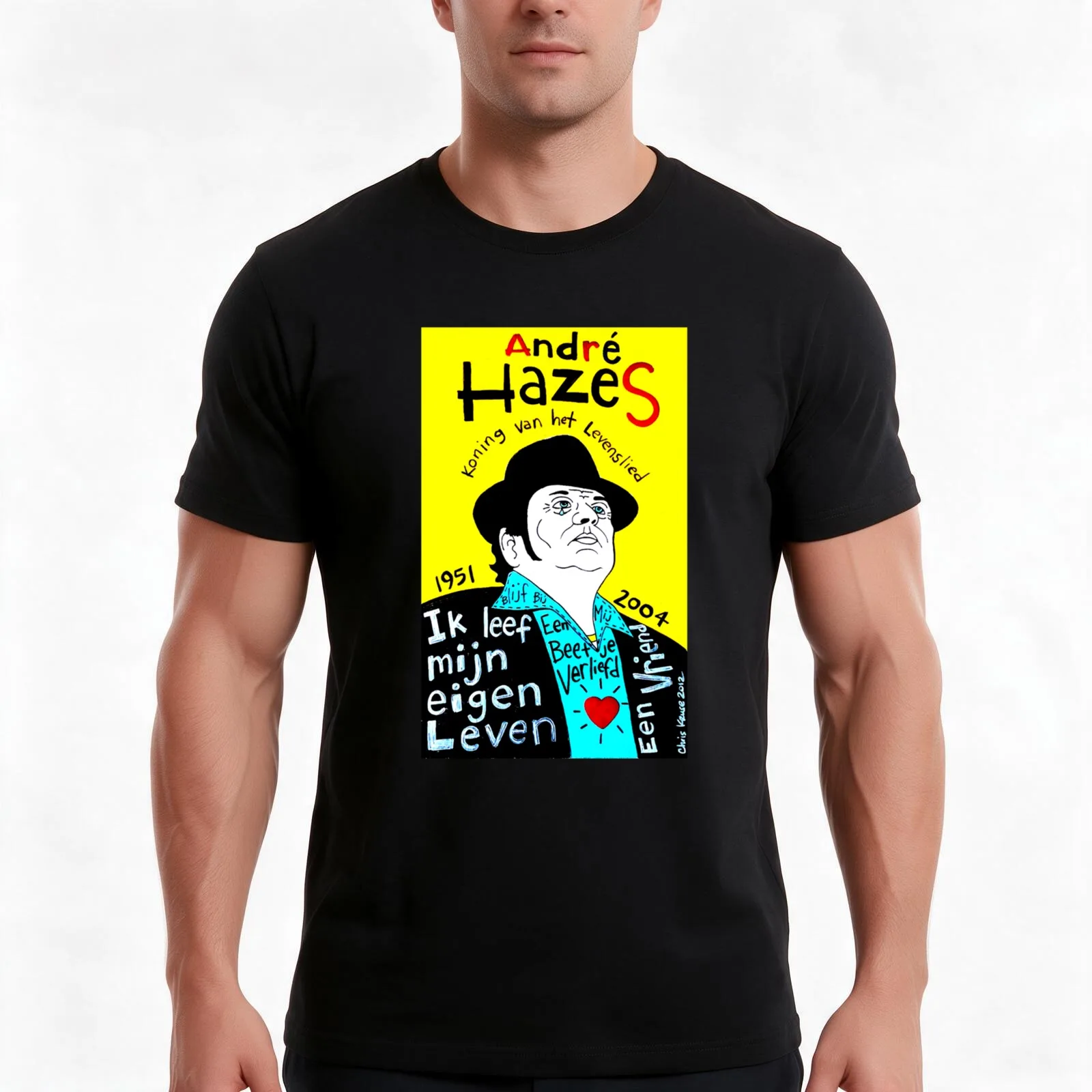 Andre Hazes Dutch Pop Folk Art T-Shirt, Summer Casual Cotton Tee, Oversized Streetwear Tops, Vintage Graphic Print, 100% Cotton