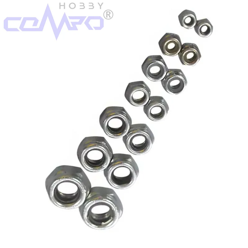 

25 Pcs Metal M2.5 M3 M3.5 M4 M5 M6 Hex Nylock Nuts Set Nylon Insert Self-Lock for RC Model Replacement Parts