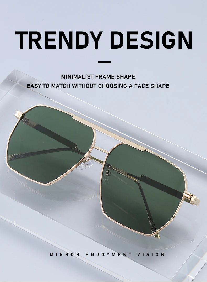 Piloten-Sonnenbrille mit goldenem Rahmen, Retro-Sonnenbrille mit doppeltem Bügel, UV-schützende Sonnenbrille für Herren zum Autofahren 2501 – Detail 6