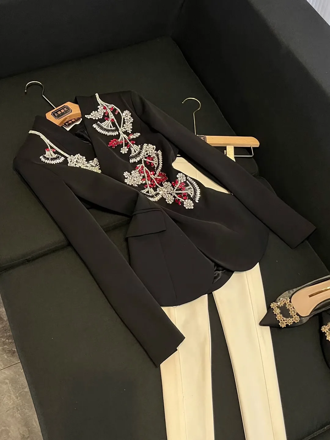 Sciolto lungo Sve V-Ne taglio dritto Jaet Autunno New Sle Donna Faion French Sle ricamato Abbigliamento da ufficio X3