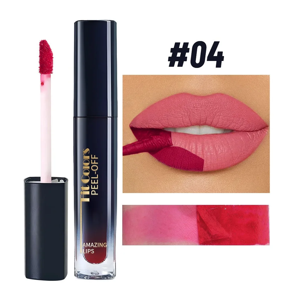 Nieuwe 6-kleuren Lip Liner Peel Langdurige afscheurbare matte lippenstift Waterdichte hydraterende fluwelen lipglazuur