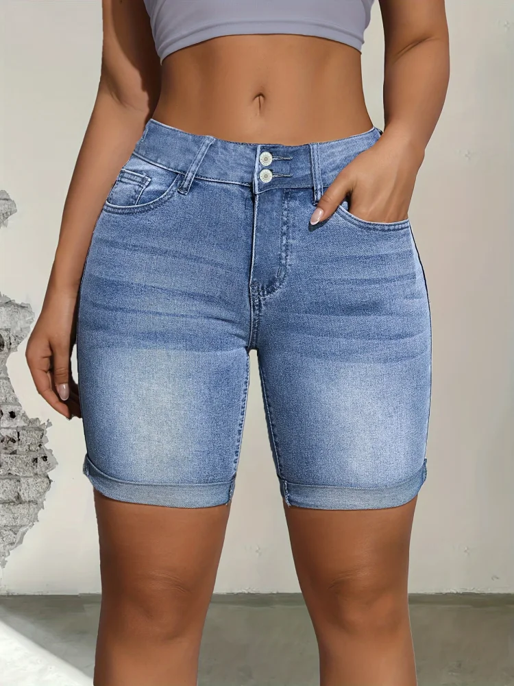 

Blue elastic fashion shorts jeans women's jeans jeans women
