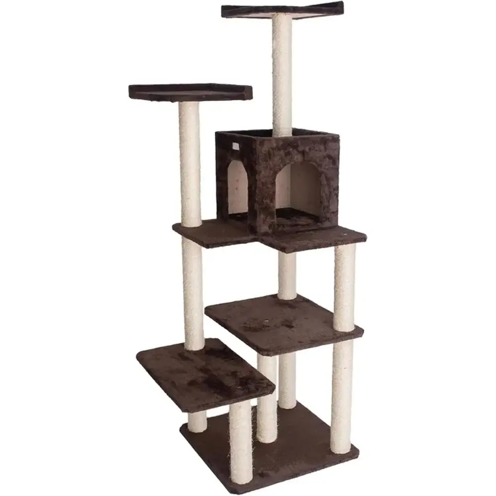 

4-Tier Espresso Brown Cat Tree with Multiple Levels
