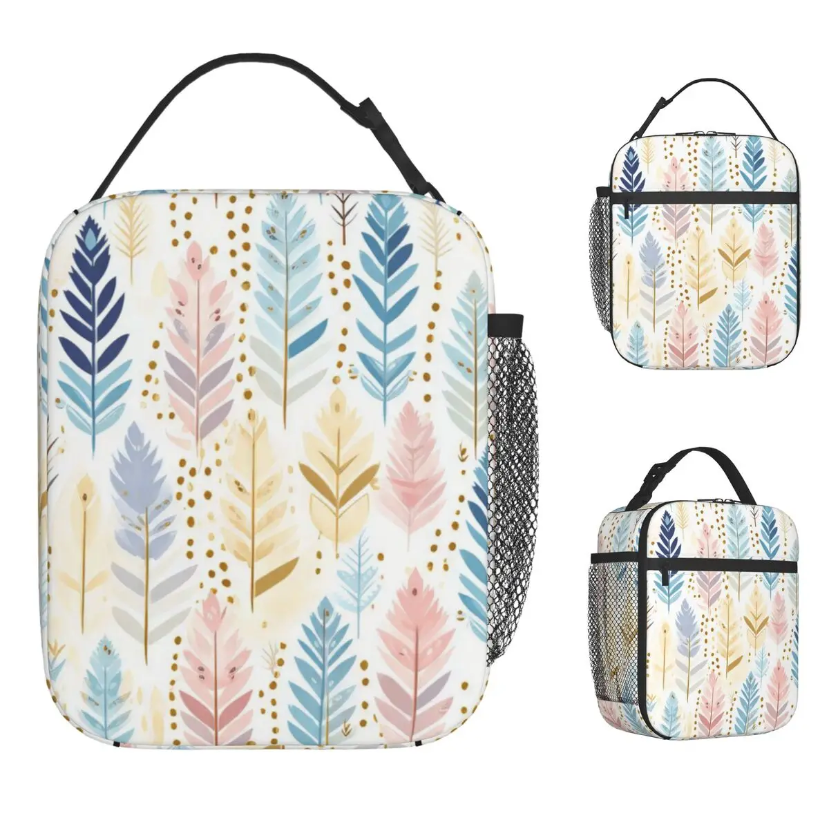 

Сумка для обеда с изображением перьев в стиле ретро для детей, коробка для завтрака на заказ, винтажная школьная сумка-холодильник, портативные оксфордские термосумки для обеда