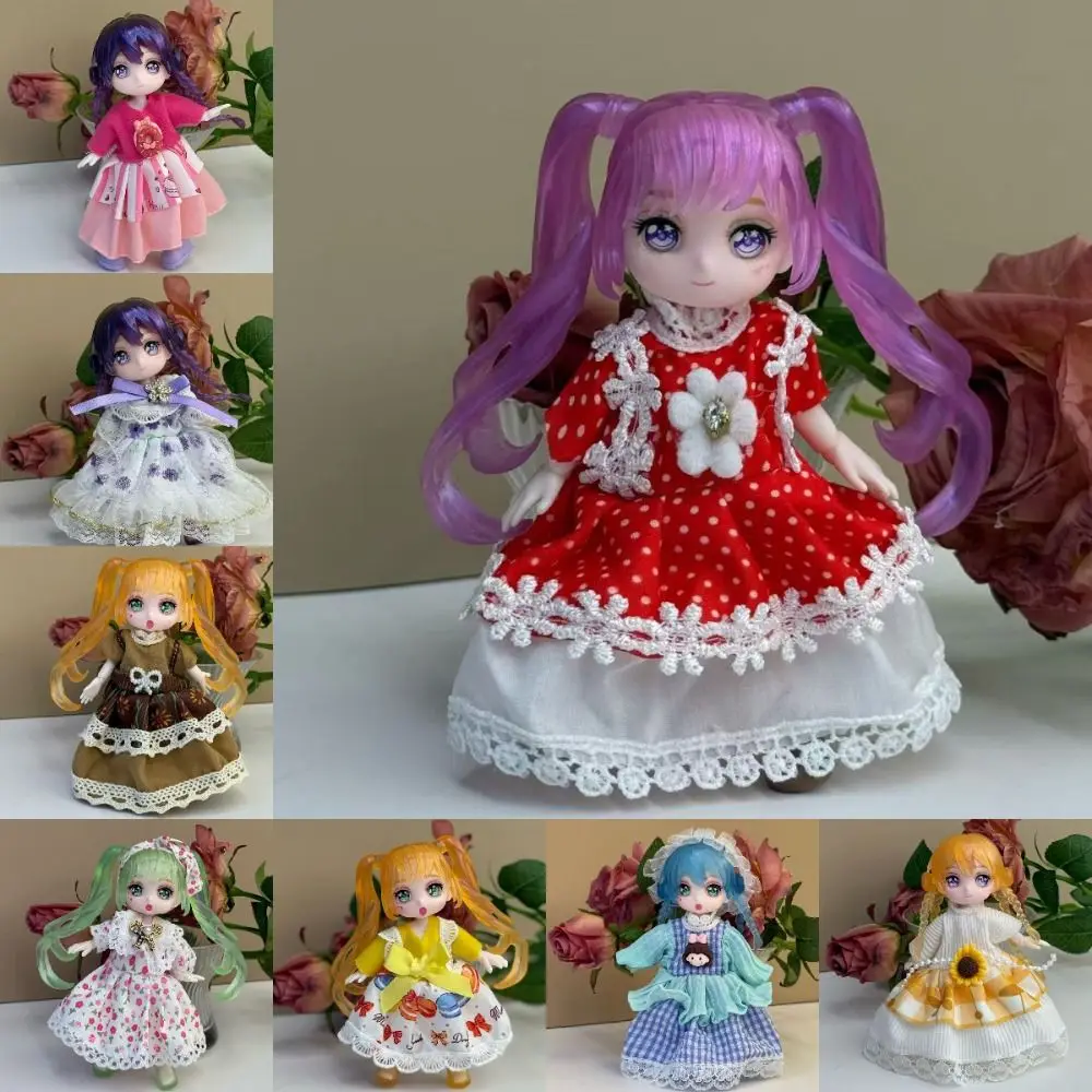 13cm Height Doll Body Multi Joints Spherical Jointed Movable Body Nude Doll Cartoon Manga Face Doll Accessories 4 Inch Doll
