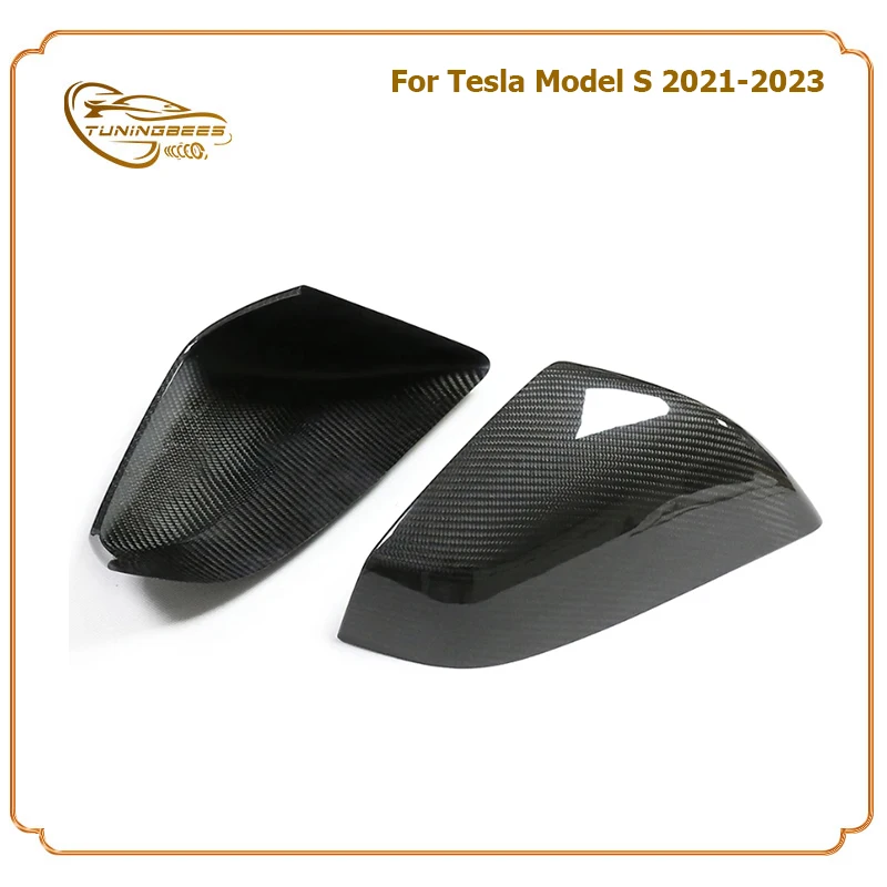 Add on Style Full Real Carbon Fiber Door Mirror Cover For Tesla Model S 4 Door Sedan 2021 2022 2023 Car Mirror Caps Protector