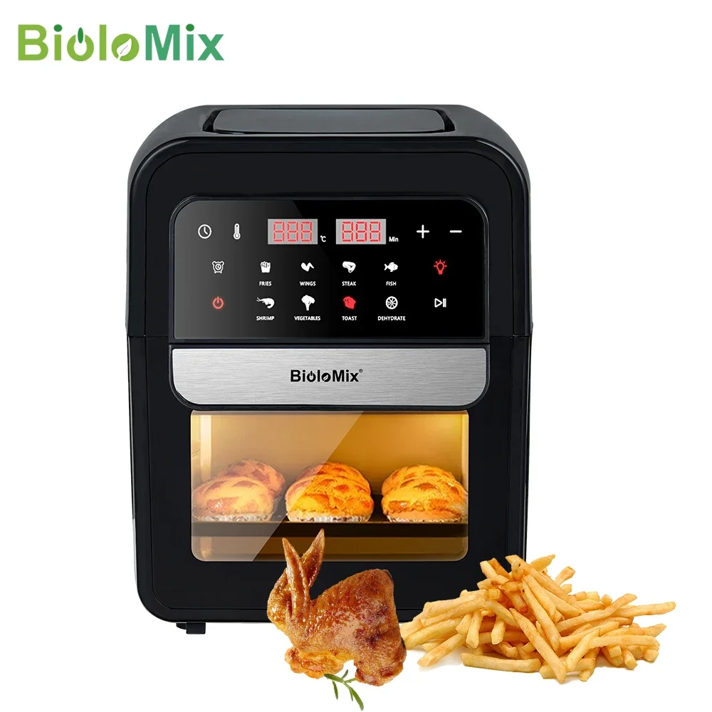 Biolomix เครื่องทอด7L ลมดิจิตอล8 in 1, เครื่องอบแห้งด้วยความร้อนระบบสัมผัสที่ตั้งไว้สำหรับทอดย่างและอบ