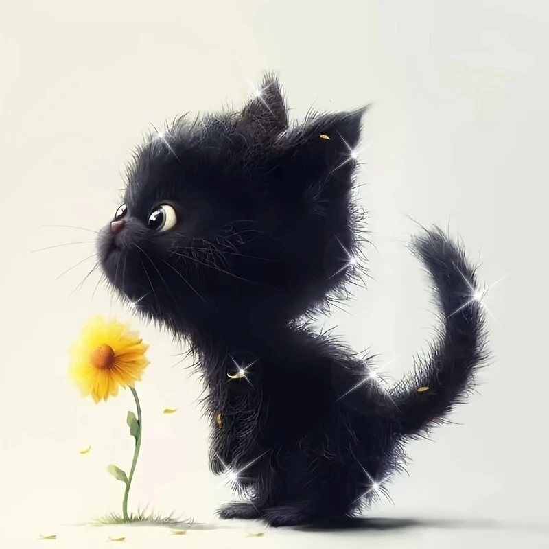 1pc 6-Inch Black Cat & Flowers Vinyl Sticker, Waterproof Decal for Laptop, Bottle, Truck, Phone, Motorcycle, Window, Wall & Cup