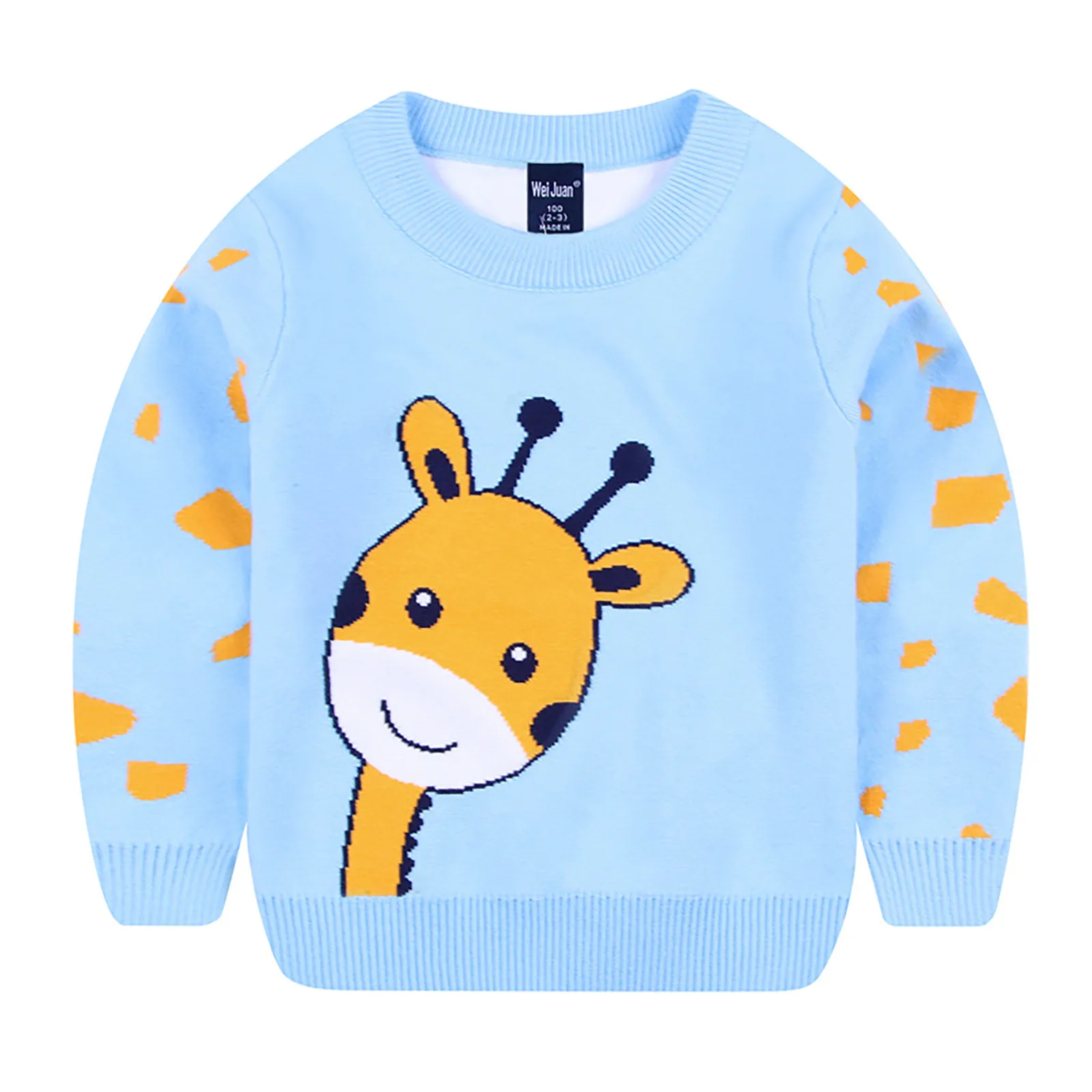 Boy Girls Giraffe Sweater Kids Clothes Cute Cotton Long Sleeve Pullover Knitwear Warm Autumn Winter Pullovers Sweater Top 2-7Y