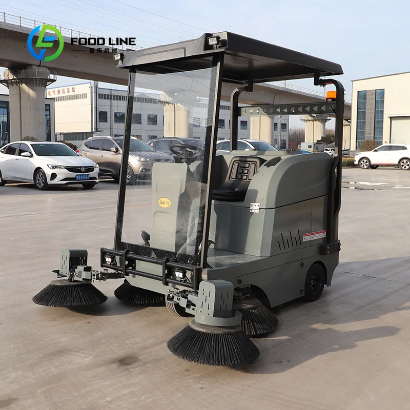 Custom electric industrial floor sweeper durable ground cleaning equipment for manufacturing plant warehouse logistics premises