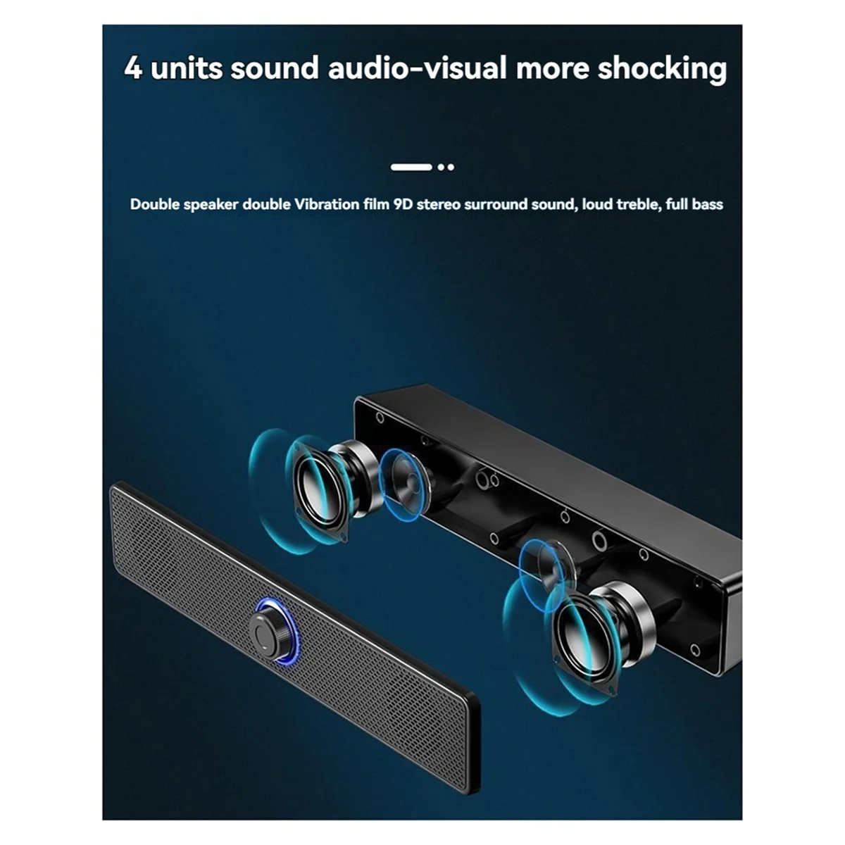 Саундбар для ПК ABXHA, беспроводной Bluetooth-динамик, звуковая панель с питанием от USB для ТВ, ПК, ноутбука, игрового домашнего кинотеатра, аудиосистемы A