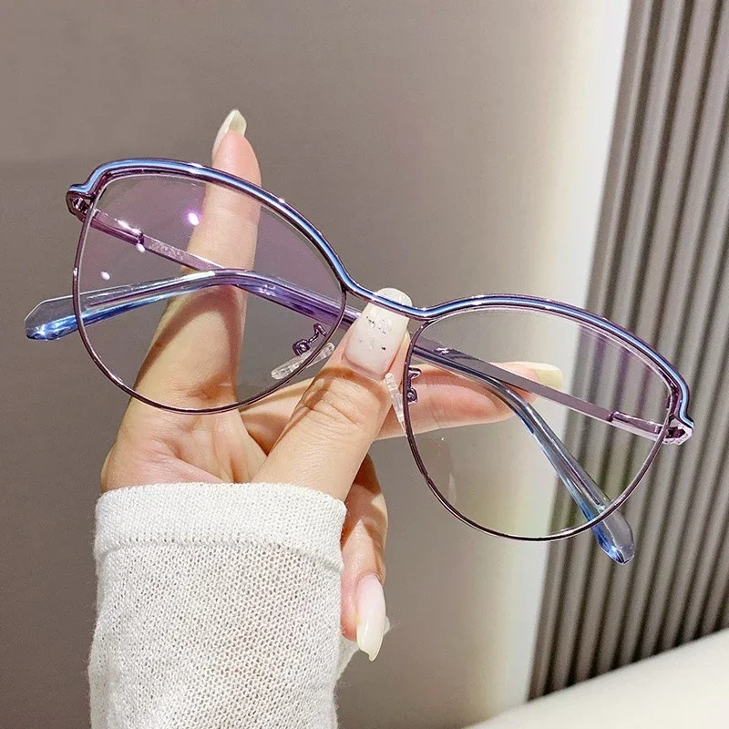 

New Women Anti Blue Light Glasses Anti Radiation Flat Mirror Fashion Ultra Light Eye Frame Can Be Equipped with Myopia Lense