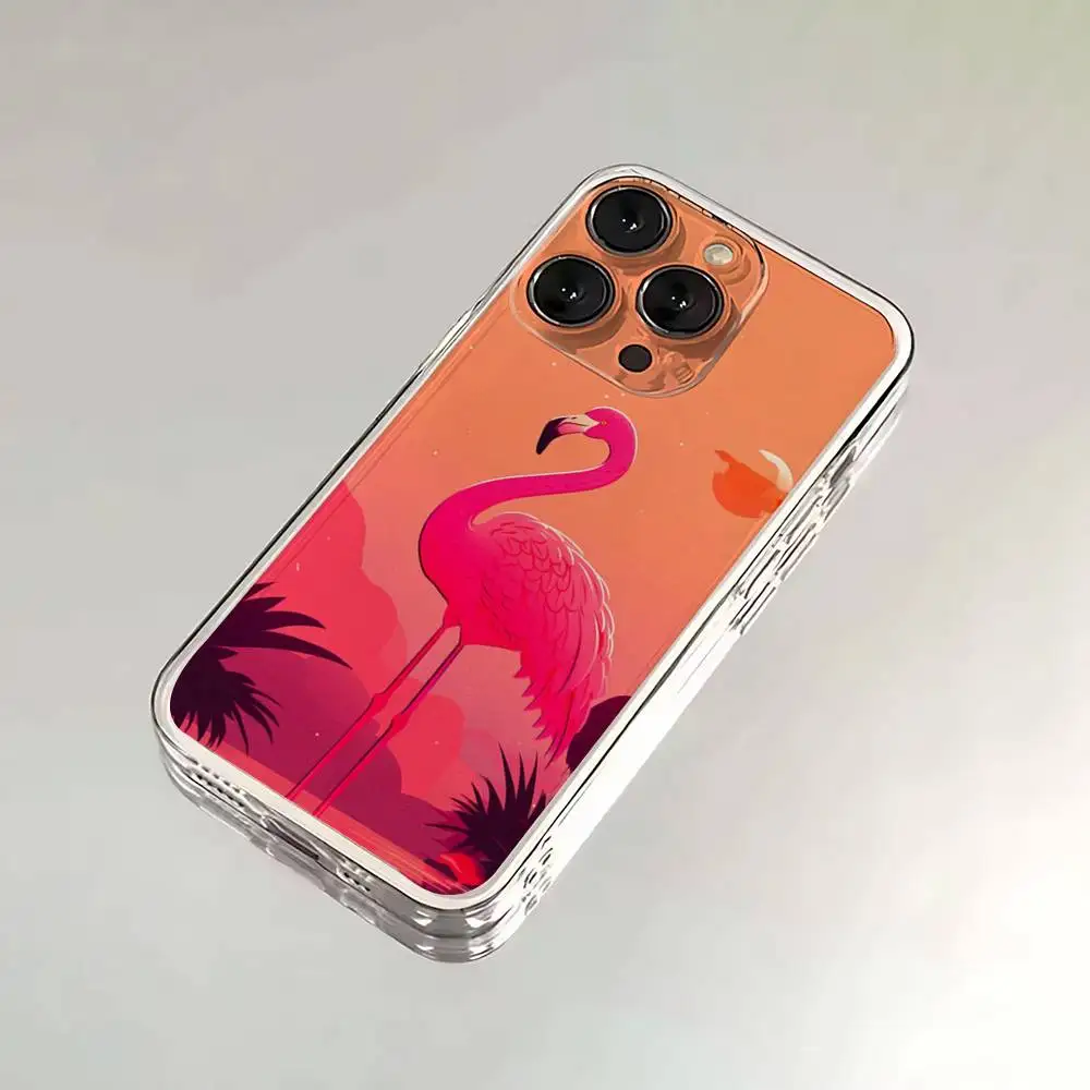 حافظة هاتف فلامنغو وردية لطيفة لهاتف آيفون 16,15,14,13,12,11,17 Pro,Max,Plus,X,XS,XR,SE,غطاء ناعم شفاف صغير #5
