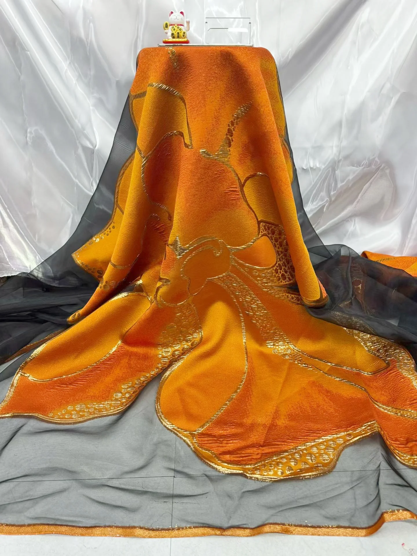 

5 Yards High-Grade African Large Floral Jacquard Organza Lace Embroidered Fabric - DIY Luxury Wedding Dress & Women's Cheongsam