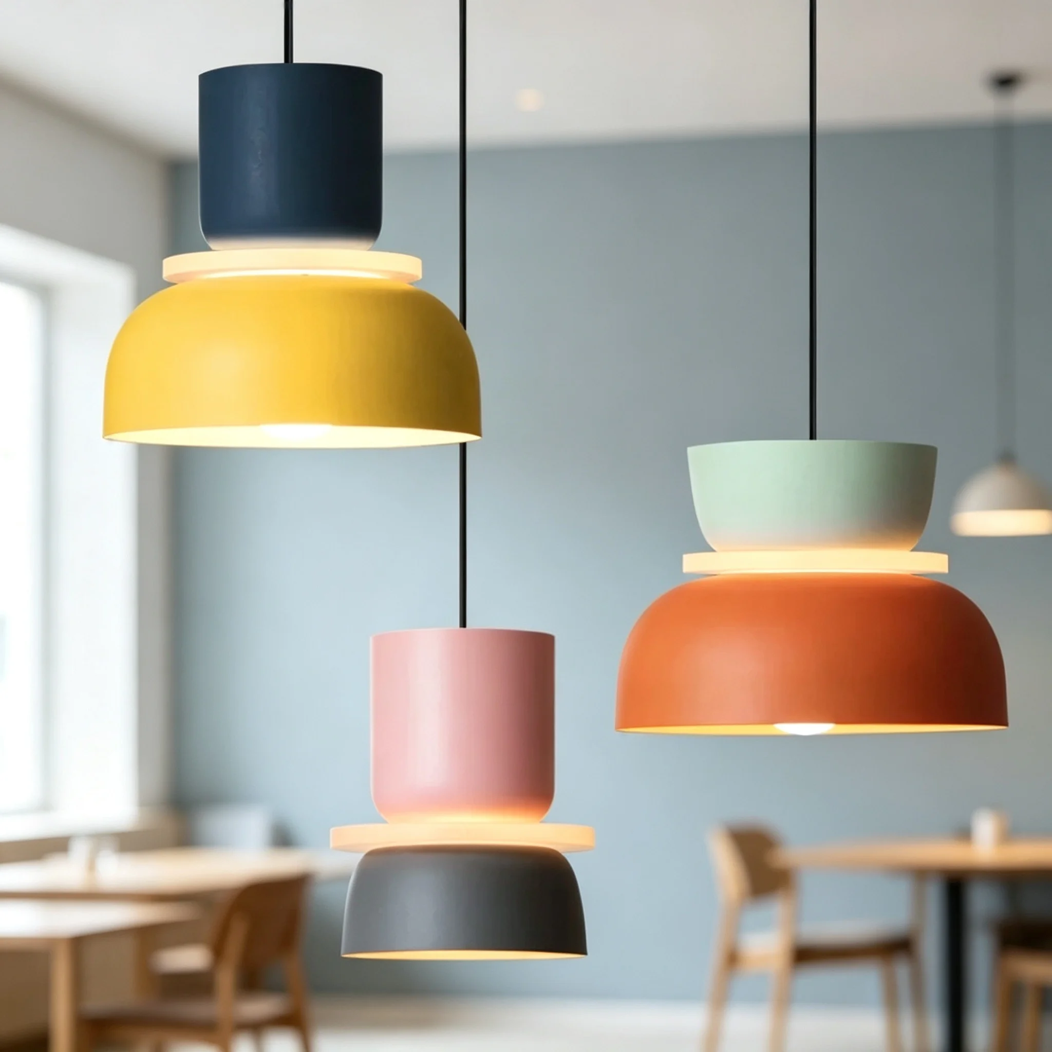 Voice Control Light Bulb - Modern Macaron Led Pendant Lamp Colorful