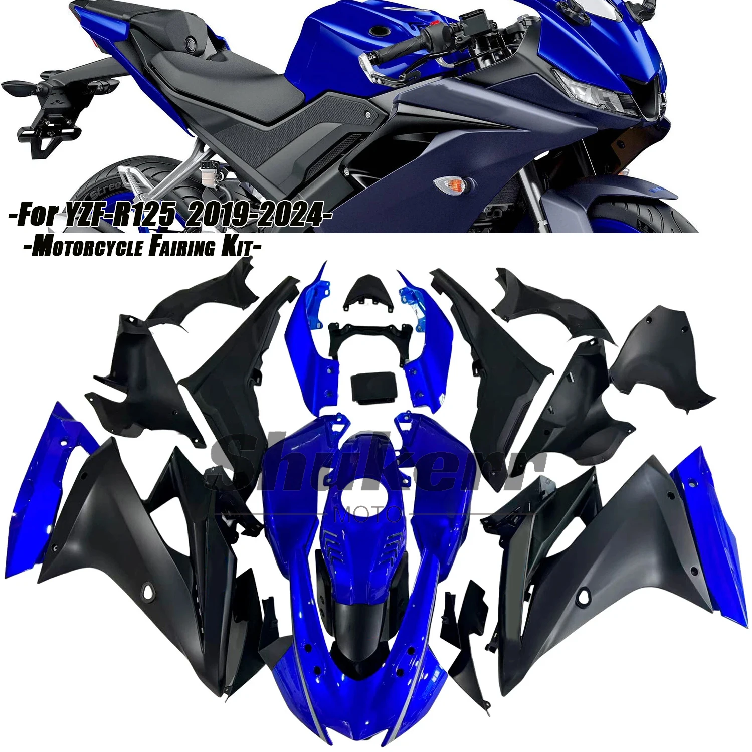 

Fit for Yamaha Yzf R125 Yzf-R125 2019-2022 New Abs Motorcycle Plastics Fairing Kit Injection Mold Bodywork Panel Kit Black Blue