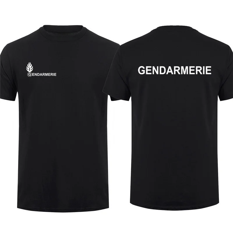 

Short Casual 100% Cotton ShirtsFrench Gendarmerie T Shirt Short Sleeve Gendarmerie PSIG T-shirt Man Sweat-absorbent T-shirt