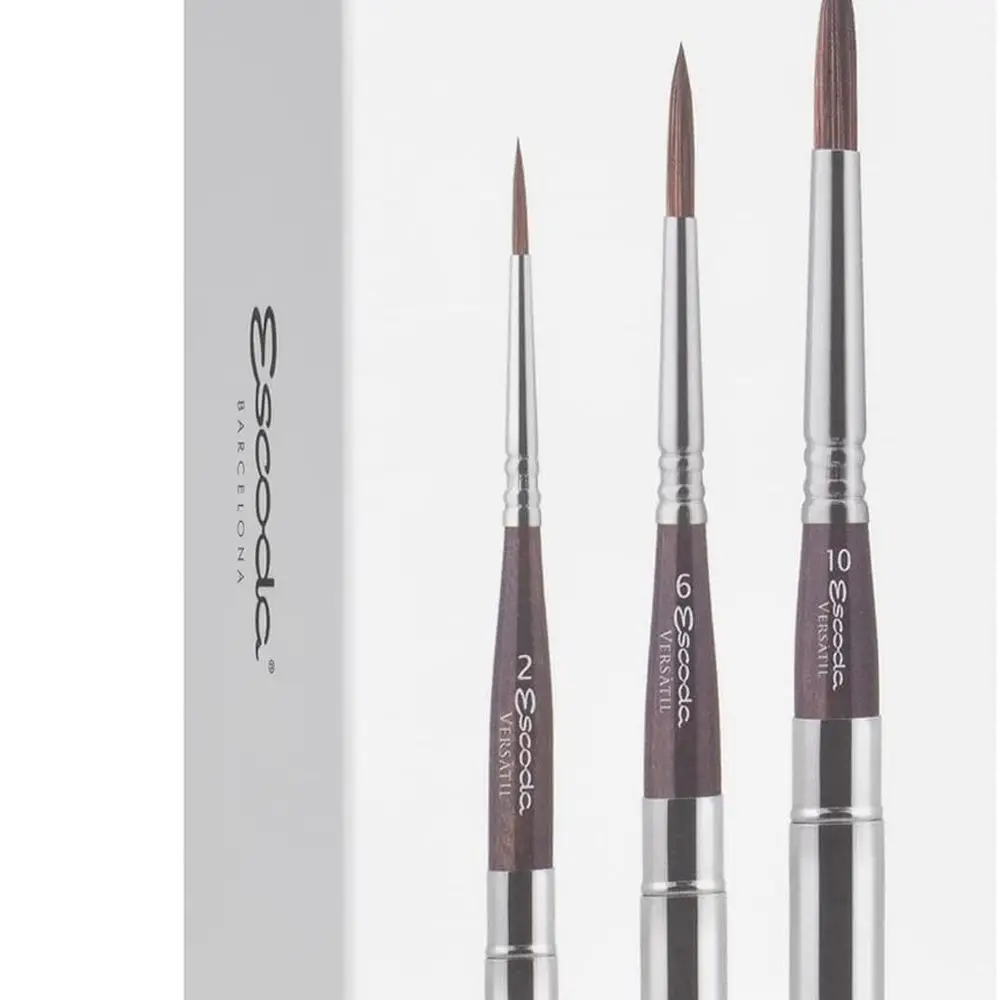 

Набор Versàtil с 3-мя круглыми дорожными кистями для акварели, размер 2,6,10, 3, кисти, синтетический Колинский, с круглым заостренным кончиком