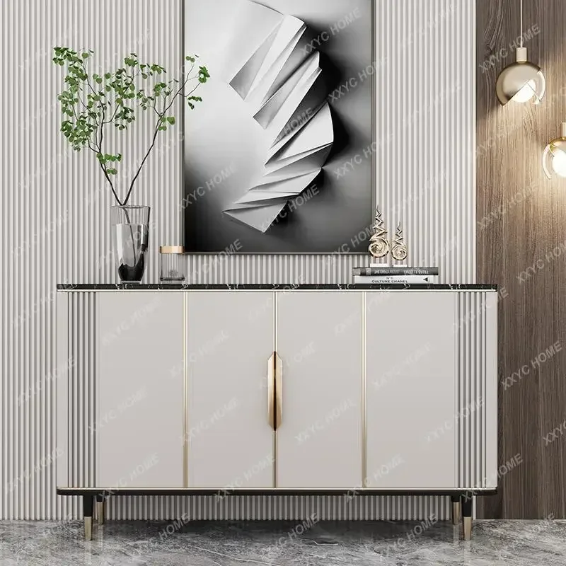 Hlight luxury entrance modern simple marble foyer cabinet wall decoration table side cabinet