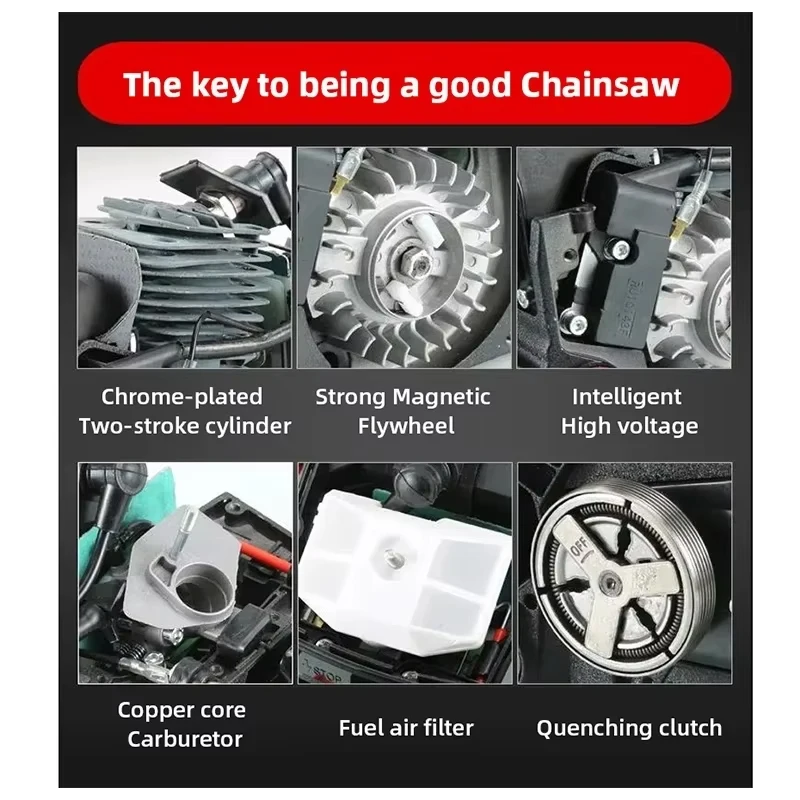 Hochleistungs-Hand-Benzinkettensäge, 9800 W, 87 CC, Zweitakt-Benzin-Holzfällersäge für die Arbeit im Freien, Lgging-Säge