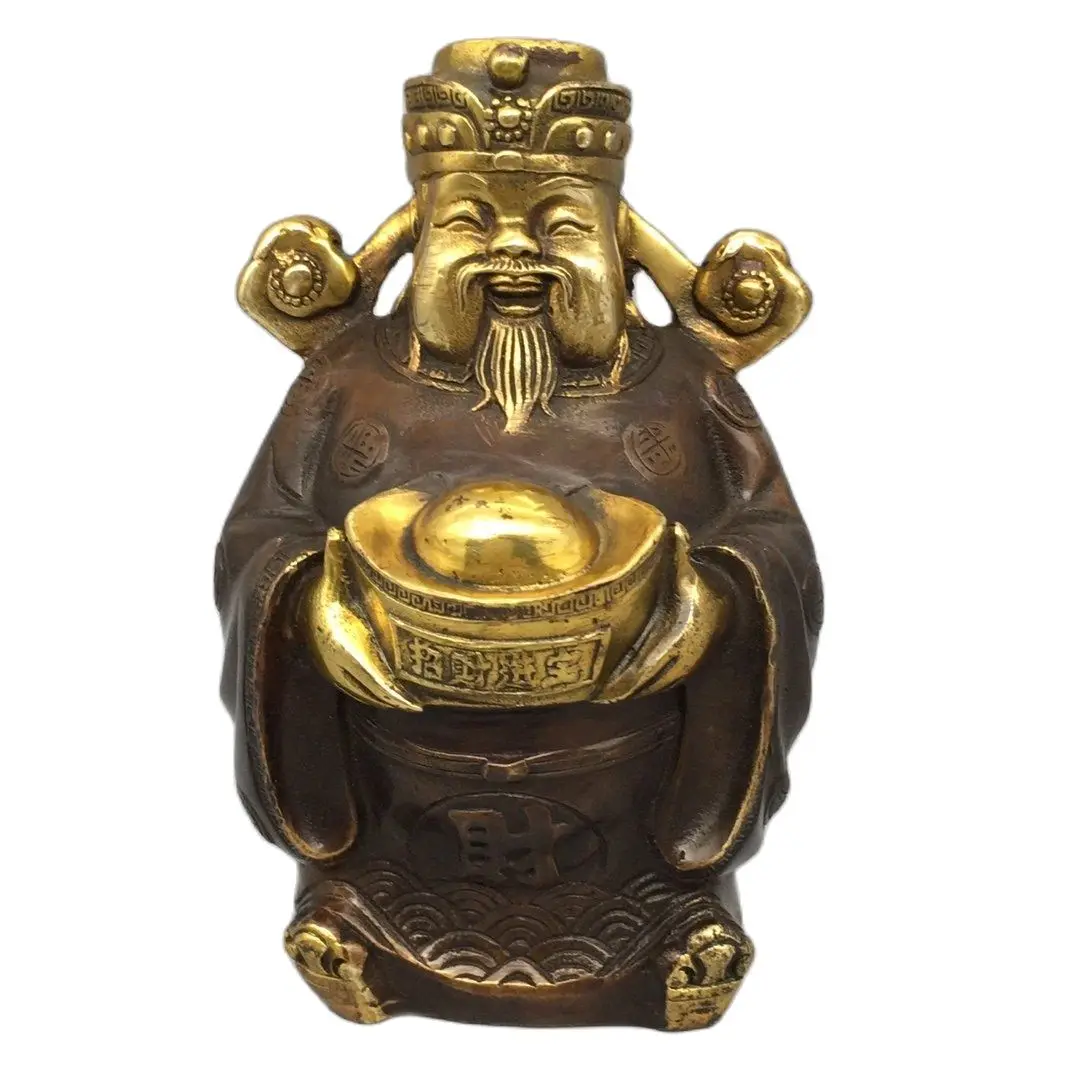 

Buddha Statue Chinese God of Wealth Statue Bronze Feng Shui Lucky Ornament Home Decoration Figure Sculpture