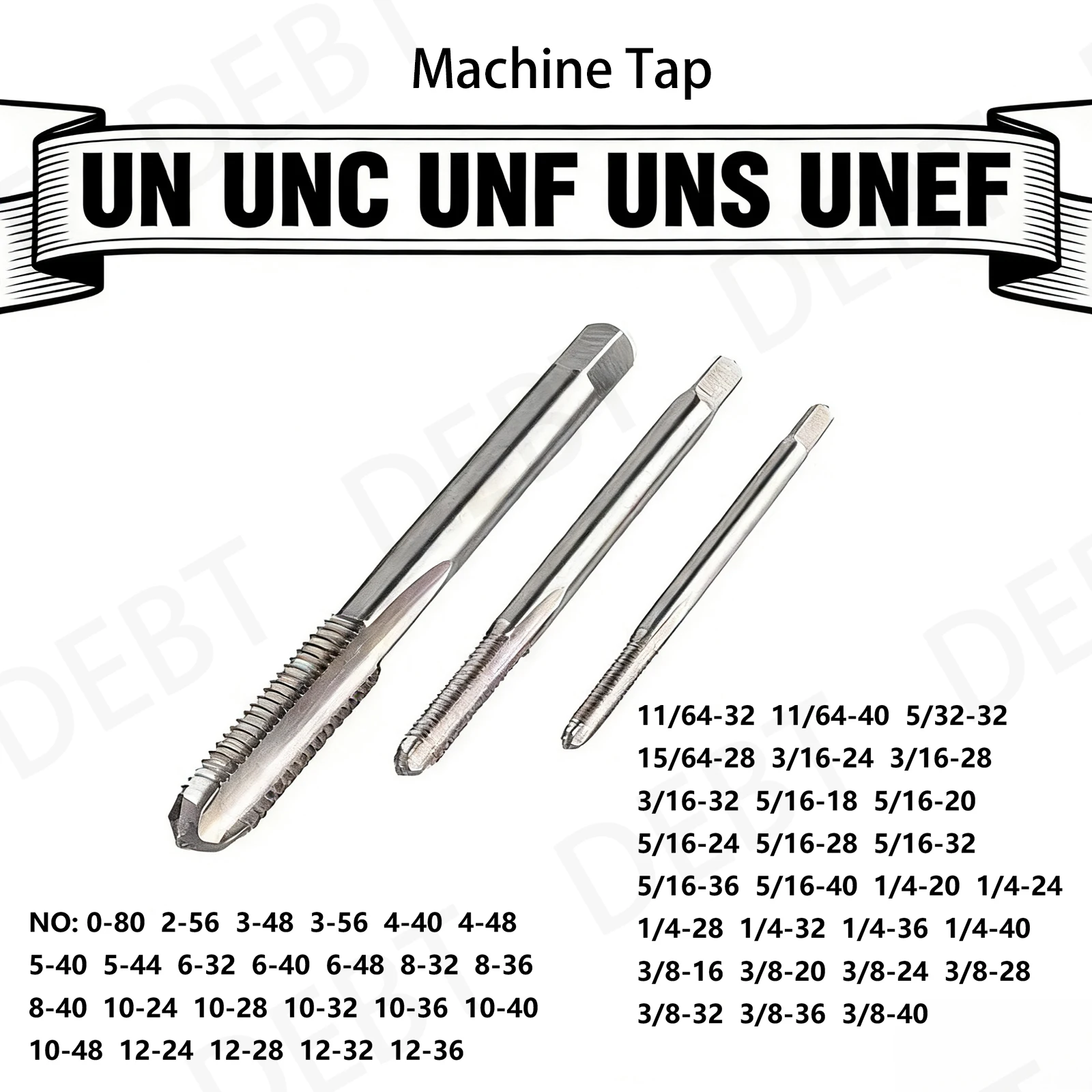 

Метчики прямые резьбовые правосторонние HSS SAE No4-40, 6-32, 12-28, 1/8, 9/64, 5/32, 11/64, 3/16, 15/64, 1/4 дюйма, UN, UNC, UNF, UNS, UNEF