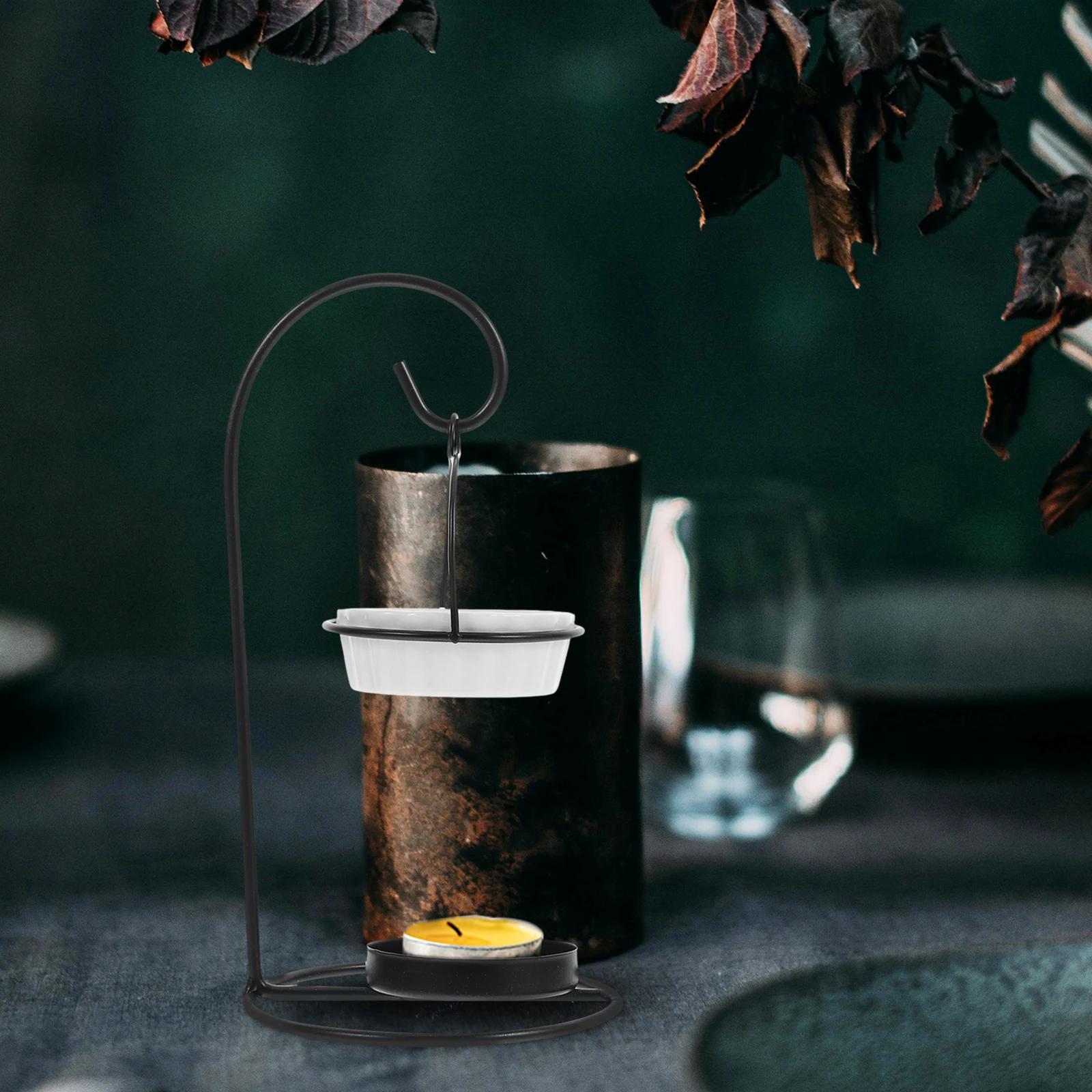 

Aesthetic Ceramic Oil Burner Iron Stand Wax Melt Essential Oils Aromatherapy Home Decor Wax Burner with Iron Stand