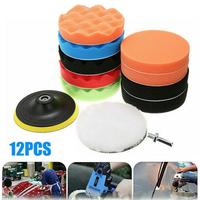 12PCS 3inch Buffing Sponge Pad Set Car Polishing Disc Auto Buffing Waxing Sponge Car Polisher Drill Adapter Cleaning Tool
