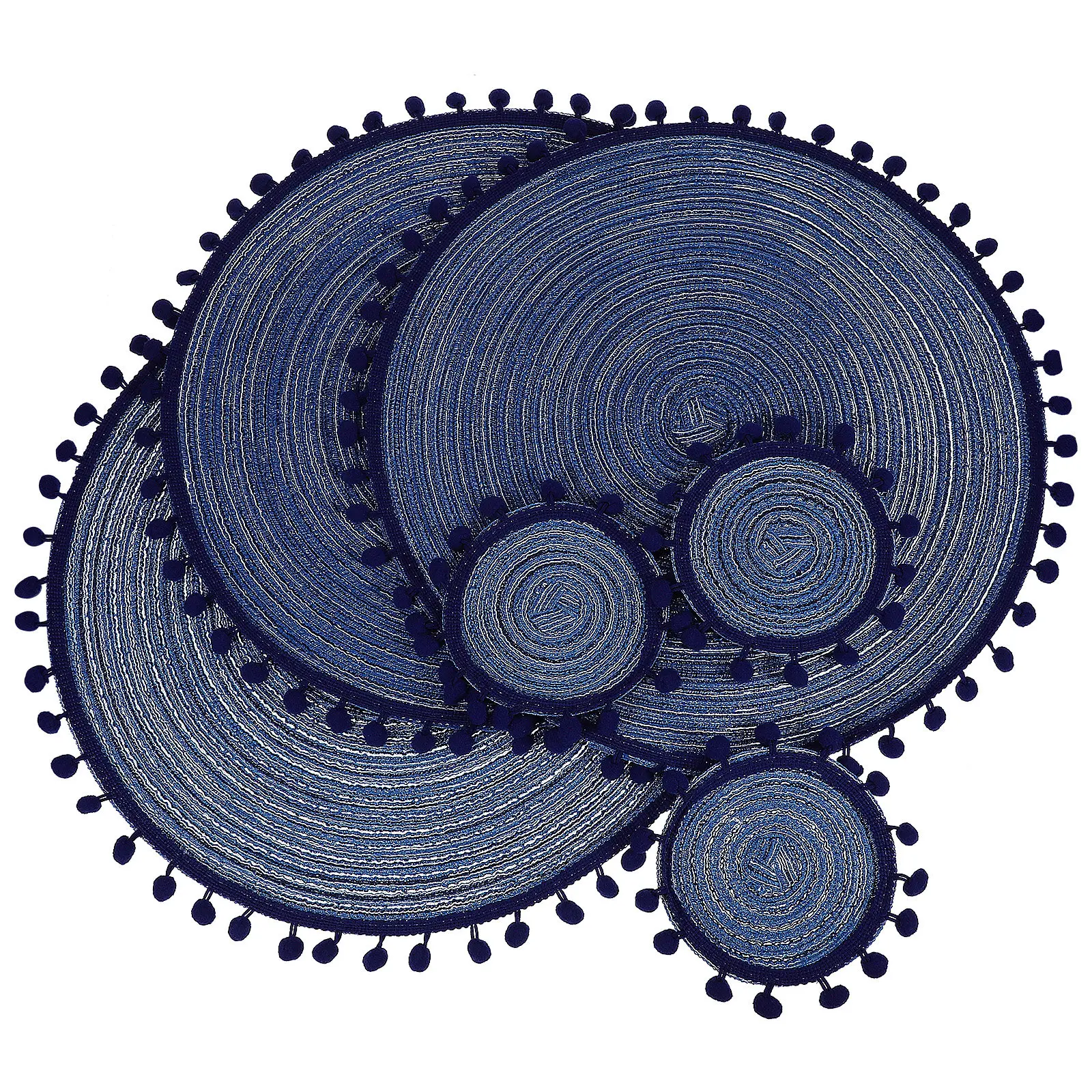 

6Pcs Nordic Style Round Placemats Winter Heat Resistant Table Mats for Dining Table Coffee Cup Coasters Non-Slip Dinner Mats