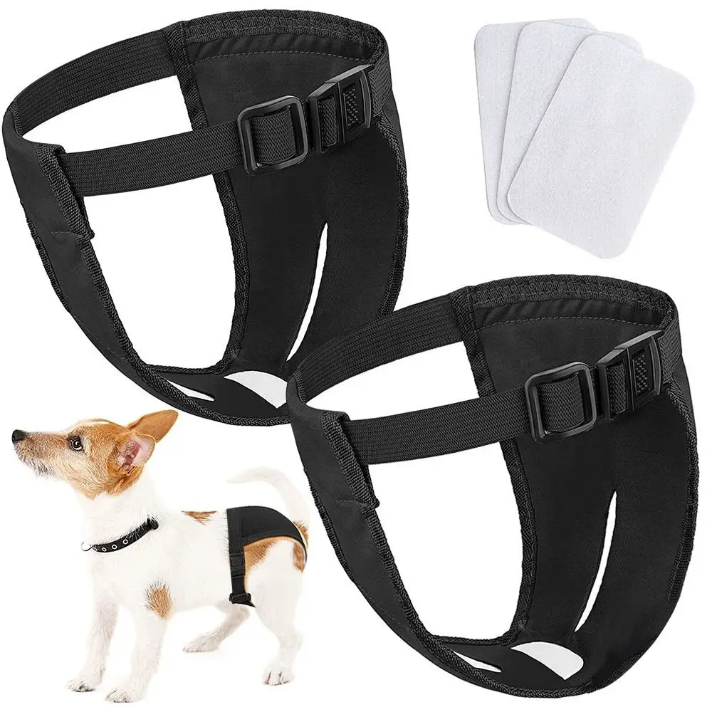 Female Pet Dog Sanitary Pants with 3 Diapers Dog Physiological Pants Menstrual Period Underwear Briefs Easy To Wear