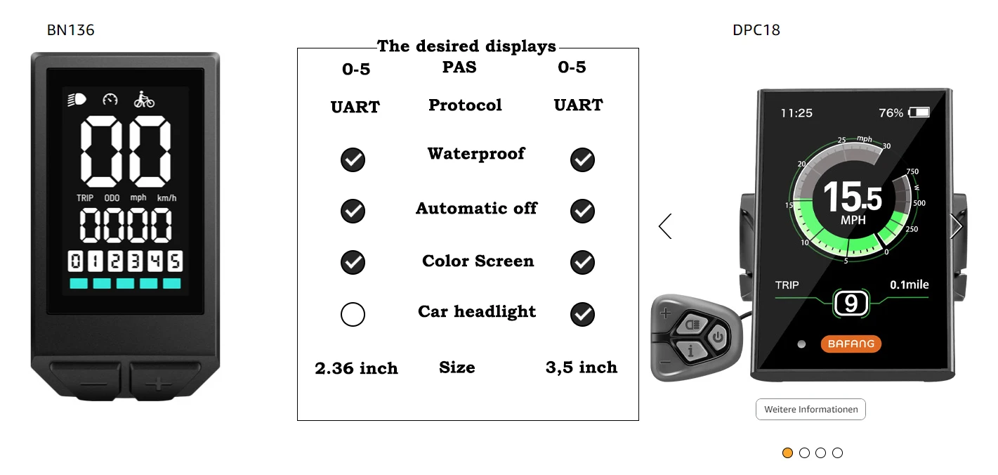 Elektrofahrrad LCD Display BN136 für Bafang Mid Drive Motor BBS01 BBS02B BBSHD Conversion Mid Motor – Detail 6
