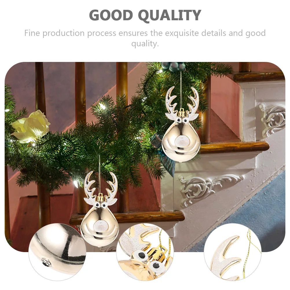 

4Pcs Adorable Reindeer Hanging Ball Xmas Pendant Decorative Christmas Tree Ornament Chic Elk Ball for Holiday Party Festive