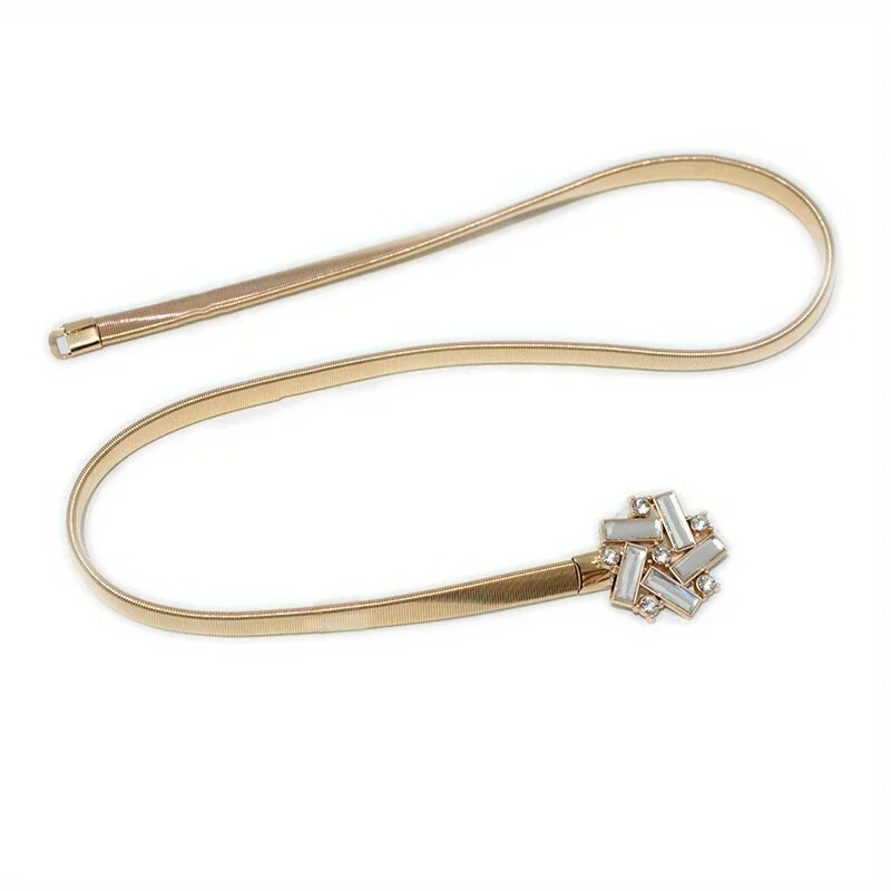 Metall elastische Taillen kette mit Rautenmuster Inlay Dekoration und Gold einfach Full Set gm1284