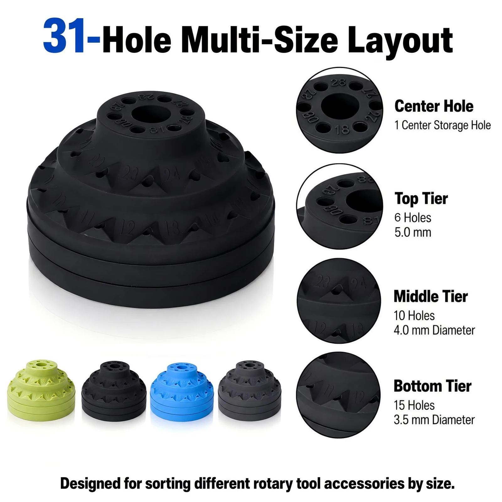 360-degree Rotating Grinding Head Storage Box Plastic Bur Holder Block Case