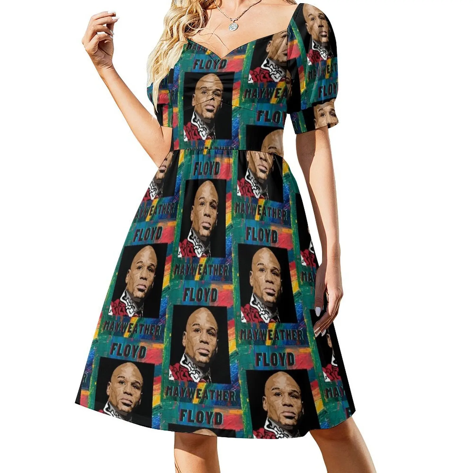 

Money Mayweather Short-Sleeved Dress wedding guest dress 2025 cute dress summer clothes evening