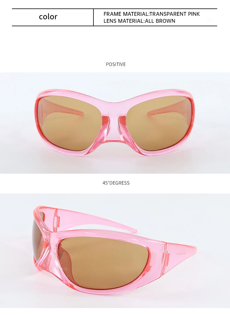 Übergroße Y2K-Punk-Sonnenbrille für Damen, 2026, Luxusmarke, Warp Around, Steampunk-Sonnenbrille für Damen, Shades, Vintage-Brillen, UV400 – Detail 12