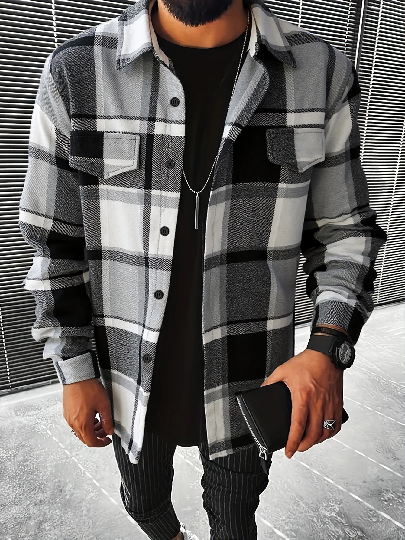 

Ретро клетчатая рубашка мужская повседневная элегантная рубашка на пуговицах с длинным рукавом куртка для весенне-осеннего бизнеса