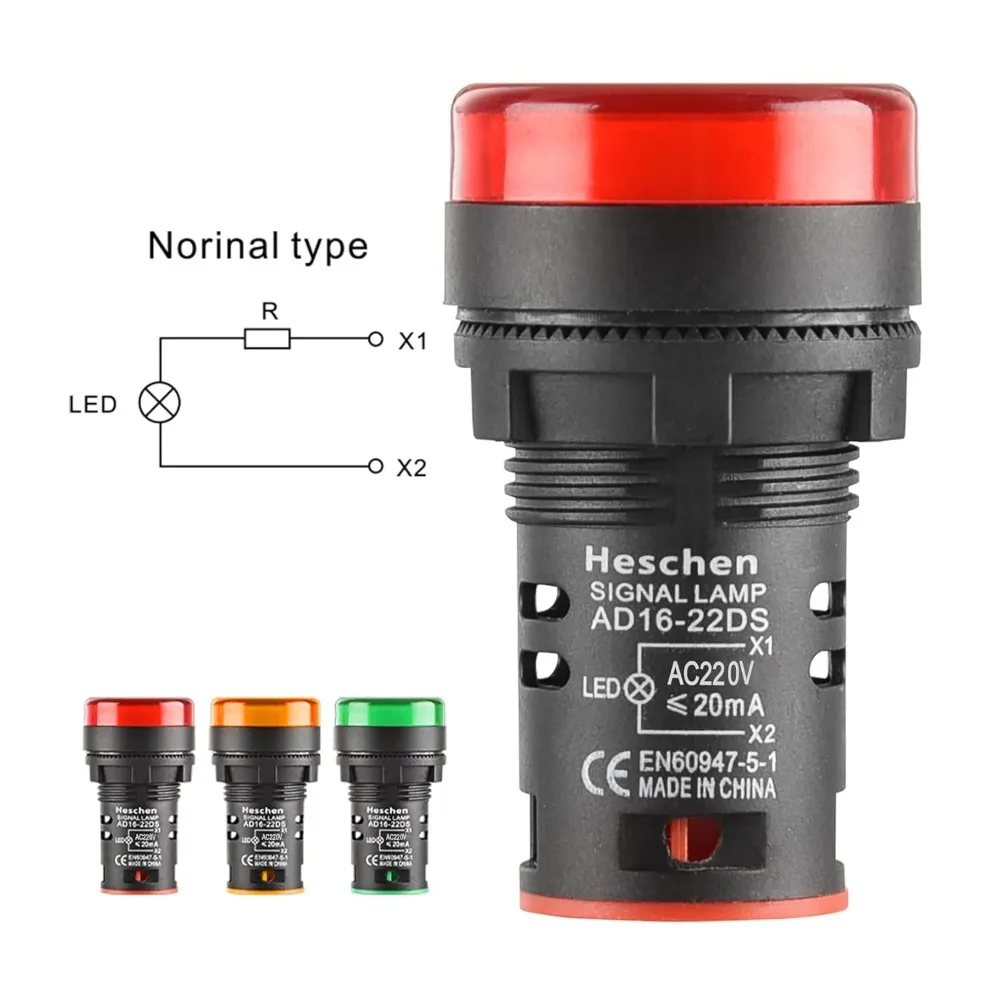 5pcs Indicator Pilot Signal Light   220v 22mm Panel Mount LED Power