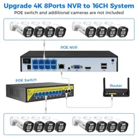 Hiseeu 4K 8channel 8mp Outdoor Color Night Vision Surveillance Cctv Ip Poe Nvr Kit Home Security Camera System