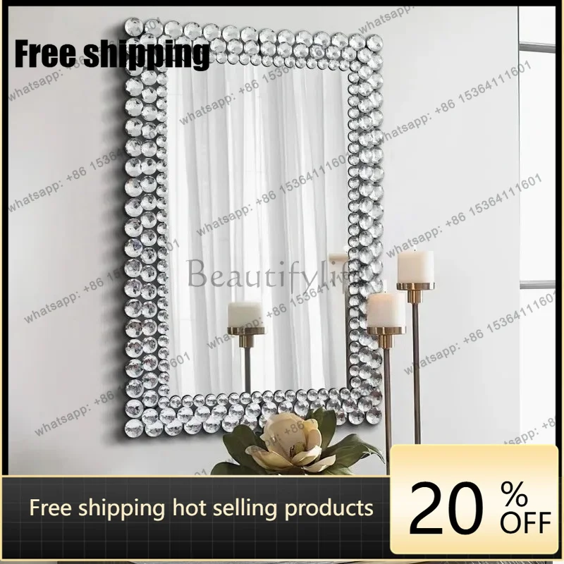 LX  Wall Pasted Drilling Toilet Special-shaped French Bathroom Decorative Mirror Washing Wall-mounted