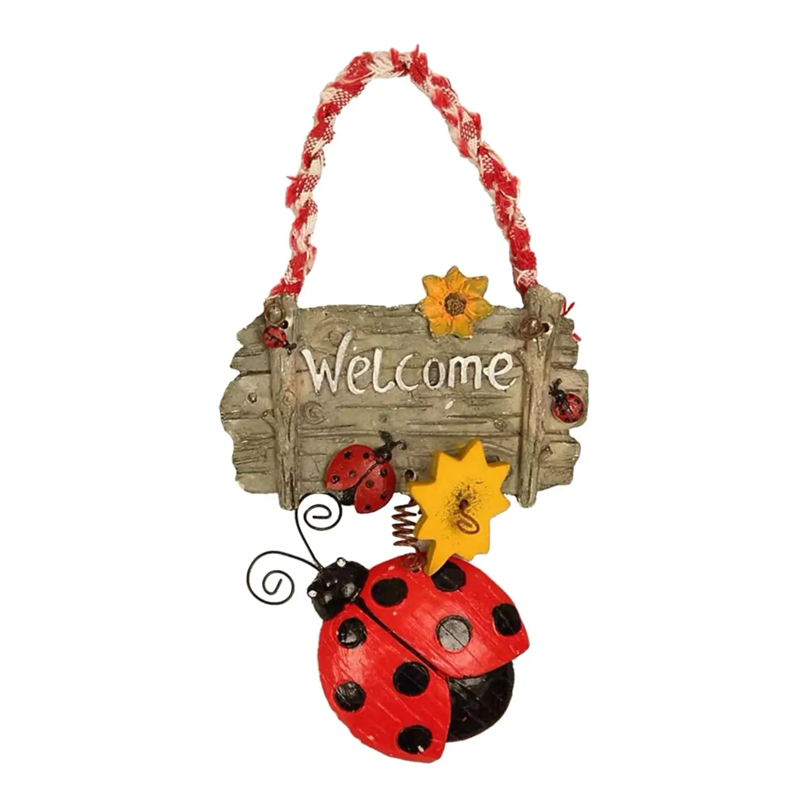Resin Ladybug Welcome Sign Hanging Sign for Festival Farmhouse Decoration
