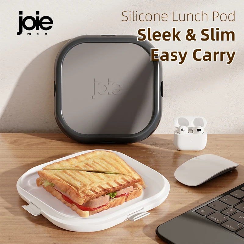 Joie Silicone Lunch Box Portable  Sandwich Toast Bento Box Food Container Snack Box Picnic School Office Camping Breakfast