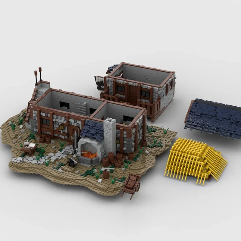 4190PCS DIY MOC กลางอายุ Blacksmith House สถาปัตยกรรมการศึกษาอาคารบล็อกประกอบของเล่นเด็กวันหยุดของขวัญ