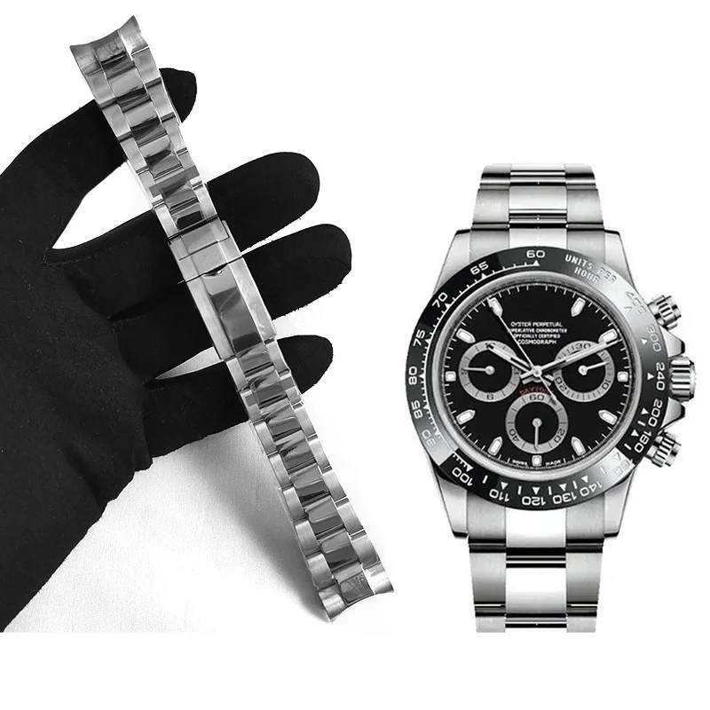 

Браслет для часов Rolex SUBMARINER DAYTONA SUP GMT, мужской ремешок с тонкой настройкой, кнопочная застежка, ремешок из нержавеющей стали, 20 мм, 21 мм