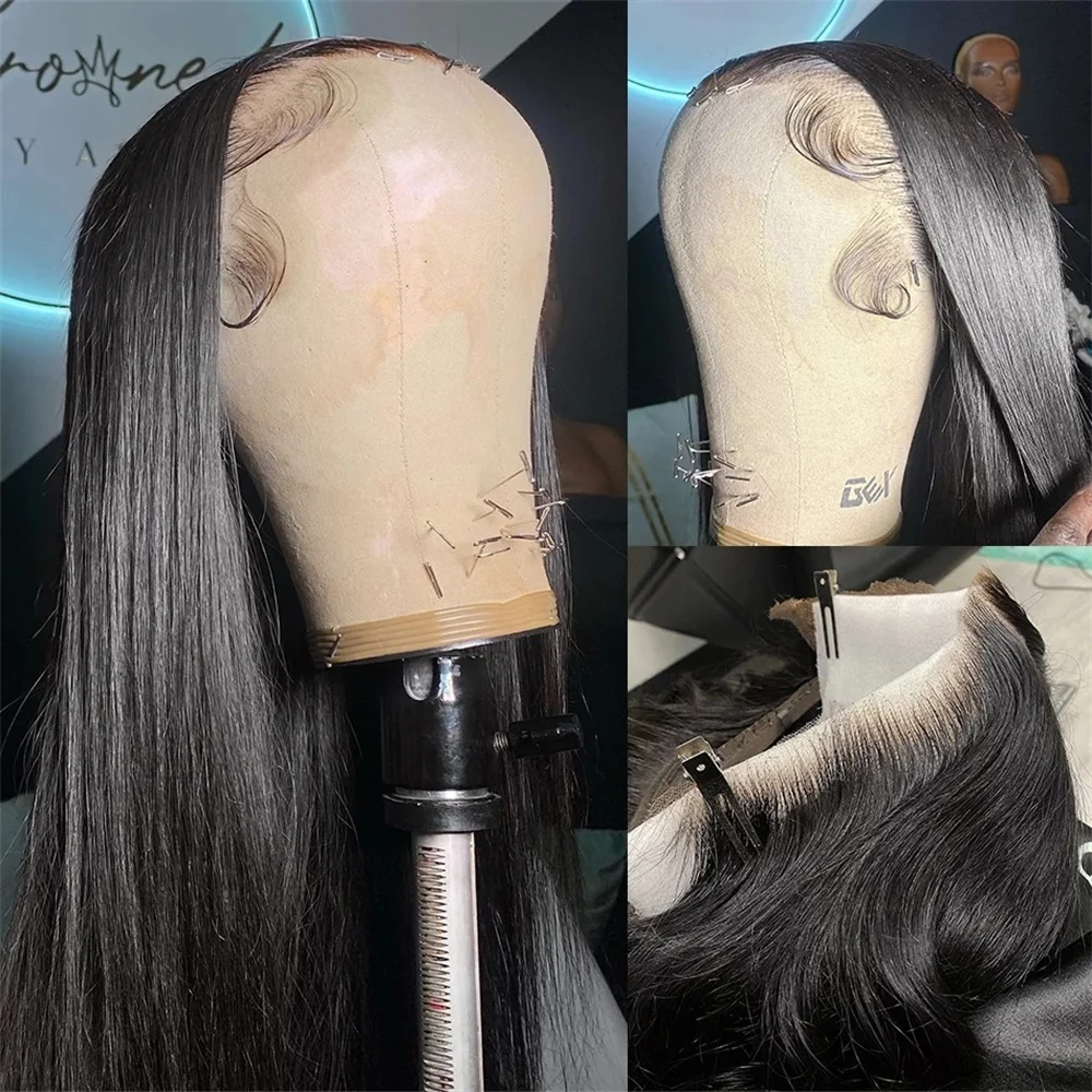 

30 32 Inch Bone Straight 13x6 HD Transparent Lace Frontal Wigs Remy Human Hair Pre Plucked 13x4 Lace Front Wig For Black Women