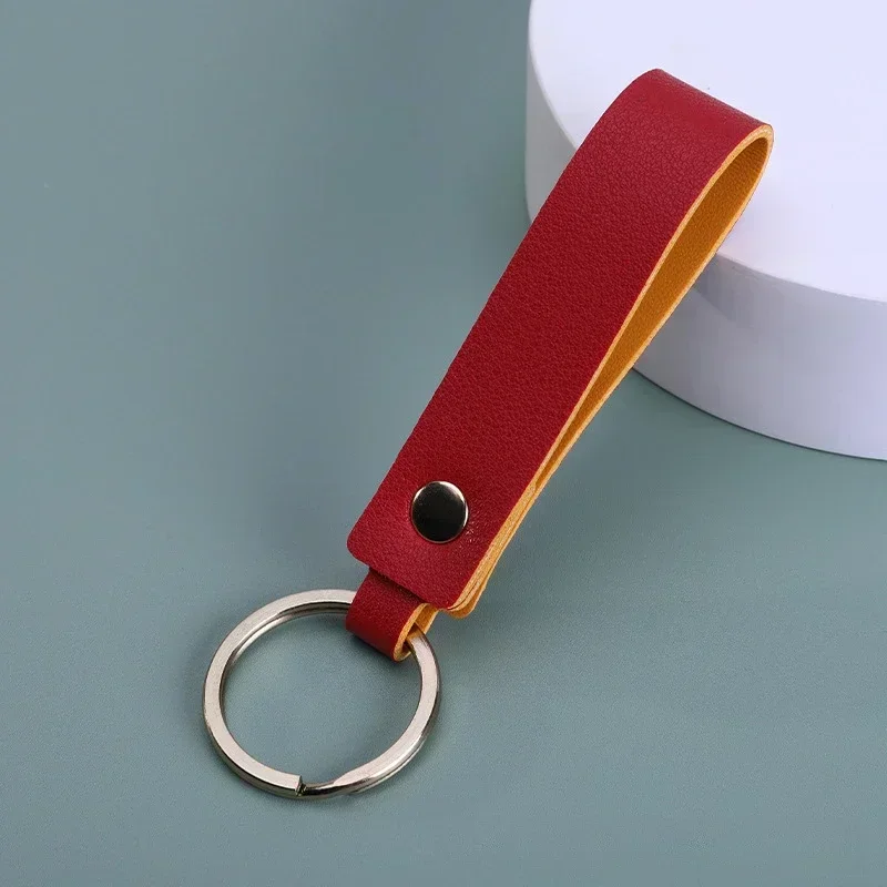 Leather Engrave Colorful Laser Keychain Blank Custom Logo Metal Keyring Personalize Company Name Activity Number Gift Key Chain