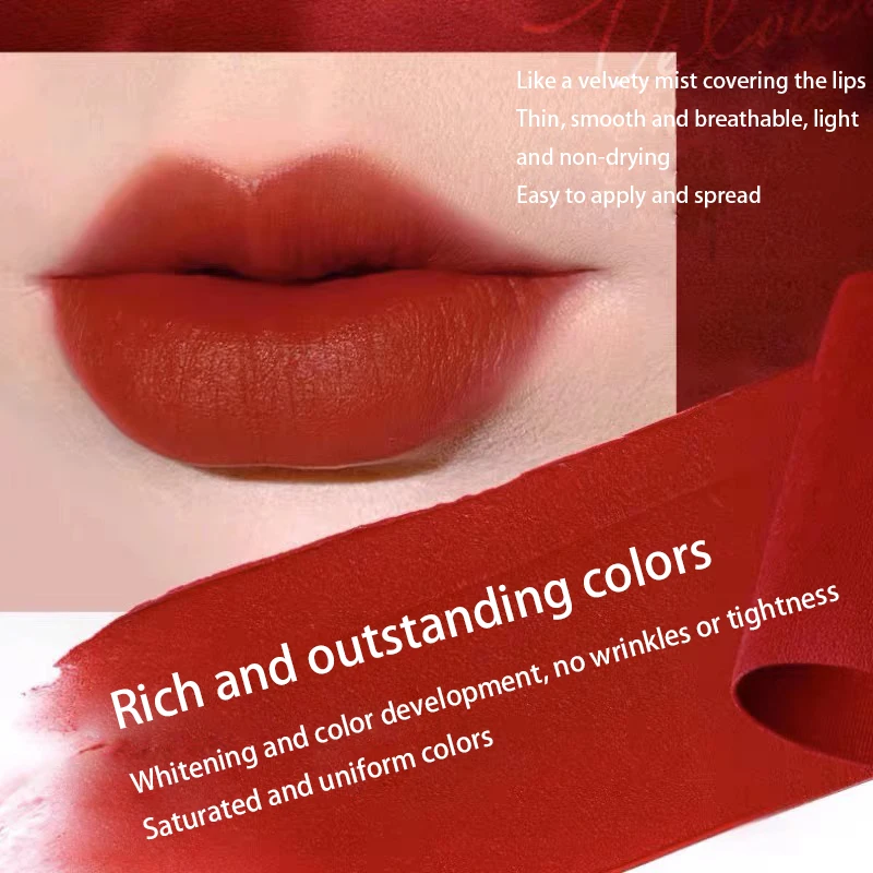 Fango per labbra Argilla Rossetto opaco Fard Trucco Tazza antiaderente a lunga durata Tinta per labbra rosse Pigmento Mousse Rossetto Cosmetici