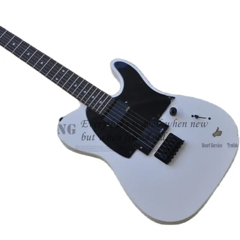 

White Electric Guitar Tel Guitar Basswood Body Rosewood Fingerboard Fixed Bridge Black Locked Tuners